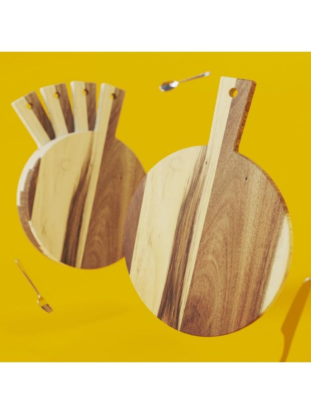 5 Pack Acacia Wood Cheese Boards with Handle - Perfect for Catering & Events